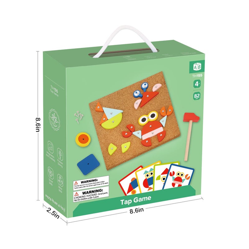 TOOKYLAND Fine Motor Toys لعبة المطرقة والأظافر هي ألعاب مونتيسوري التي تمارس مهارات الأطفال العملية وتطور خيالهم للأطفال - Image 3